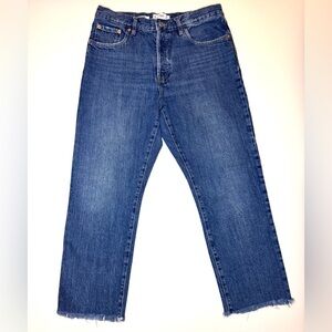 MNG MANGO Women’s Havana Straight Leg  Cropped Button Fly Jeans Size- 8